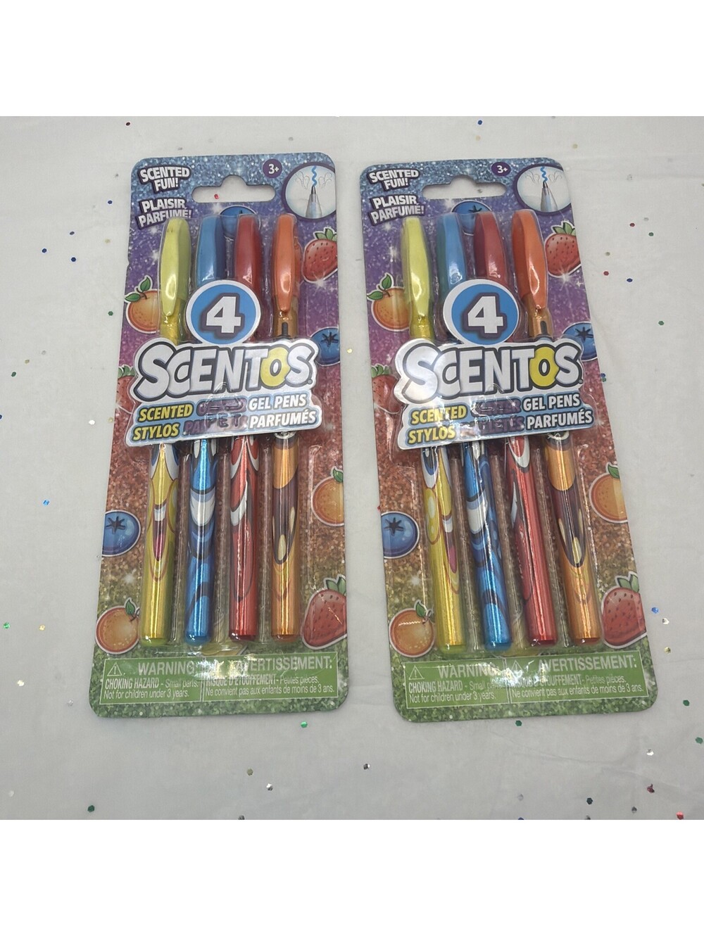 Scentos Scented Gel Pens 4-Pack (8 Total)Fruit Pattern Pastel & Neon Multicolor